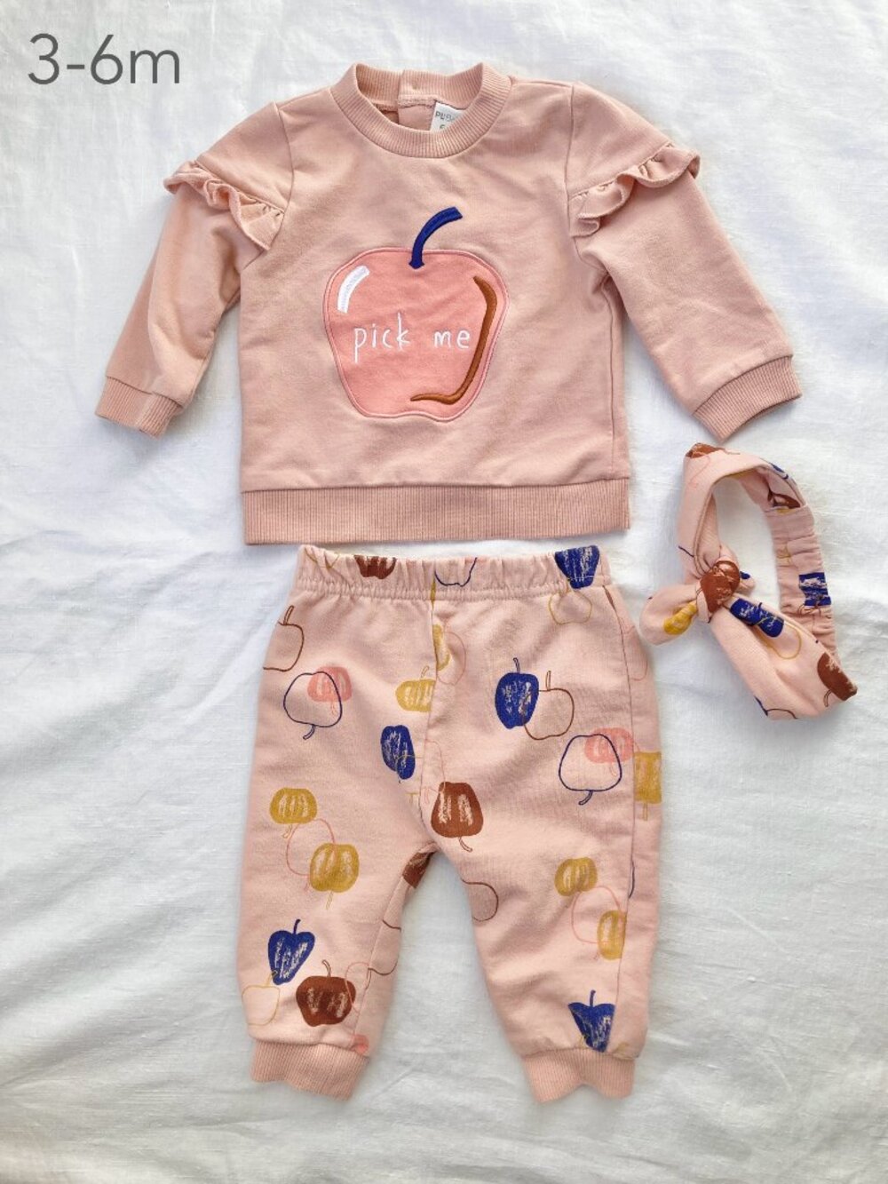 🪴5/$30 PL Baby 3-6 Months Baby Apple Pink Crewneck Matching Set Fall